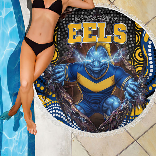 Parramatta Eels Beach Blanket The Scream of Lightning Eyes - Indigenous Dot Ripping Effect