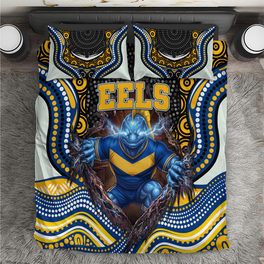 Parramatta Eels Bedding Set The Scream of Lightning Eyes - Indigenous Dot Ripping Effect