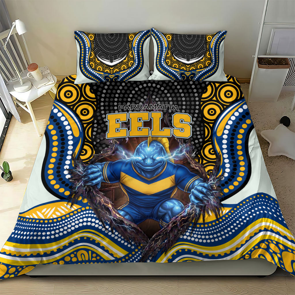 Parramatta Eels Bedding Set The Scream of Lightning Eyes - Indigenous Dot Ripping Effect