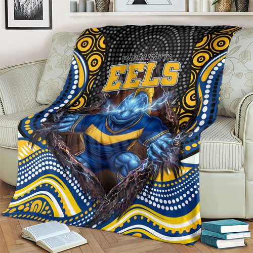 Parramatta Eels Blanket The Scream of Lightning Eyes - Indigenous Dot Ripping Effect