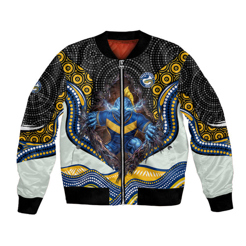 Parramatta Eels Bomber Jacket The Scream of Lightning Eyes - Indigenous Dot Ripping Effect