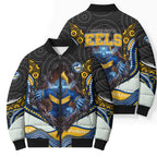 Parramatta Eels Bomber Puffer Jacket The Scream of Lightning Eyes - Indigenous Dot Ripping Effect