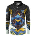 Parramatta Eels Button Sweatshirt The Scream of Lightning Eyes - Indigenous Dot Ripping Effect