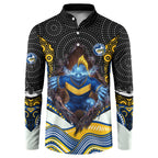 Parramatta Eels Button Sweatshirt The Scream of Lightning Eyes - Indigenous Dot Ripping Effect