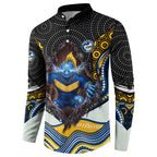 Parramatta Eels Button Sweatshirt The Scream of Lightning Eyes - Indigenous Dot Ripping Effect