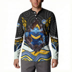 Parramatta Eels Button Sweatshirt The Scream of Lightning Eyes - Indigenous Dot Ripping Effect