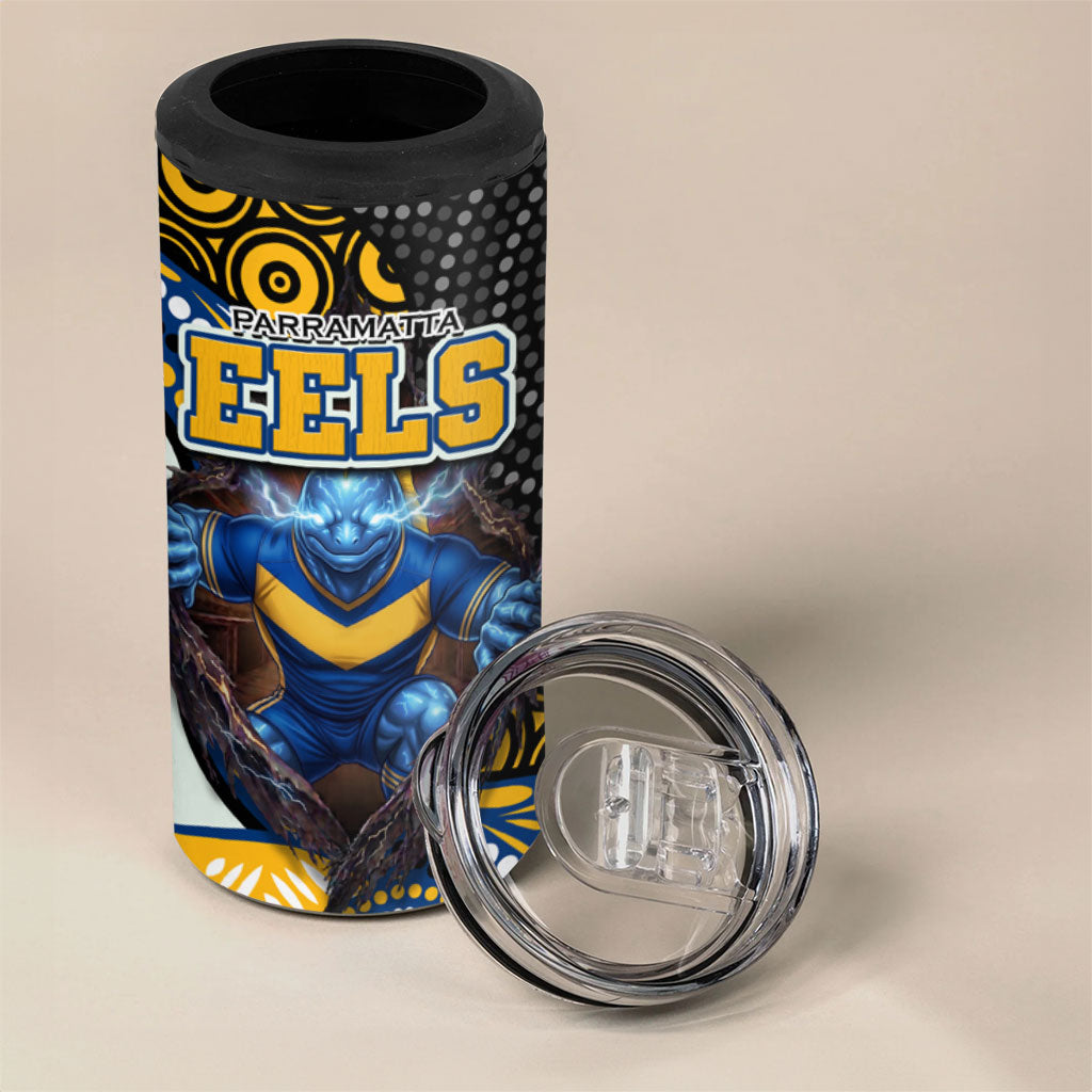Parramatta Eels 4 in 1 Can Cooler Tumbler The Scream of Lightning Eyes - Indigenous Dot Ripping Effect