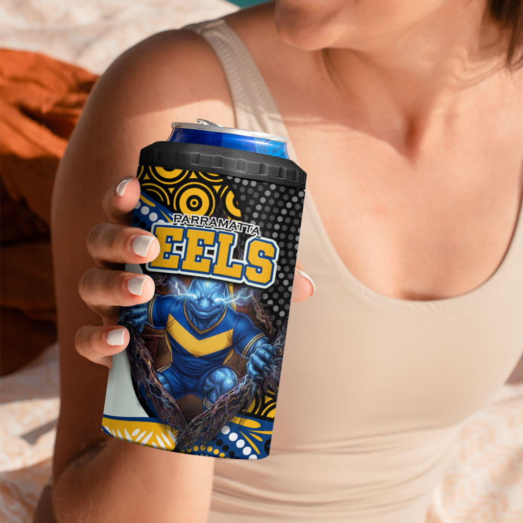 Parramatta Eels 4 in 1 Can Cooler Tumbler The Scream of Lightning Eyes - Indigenous Dot Ripping Effect