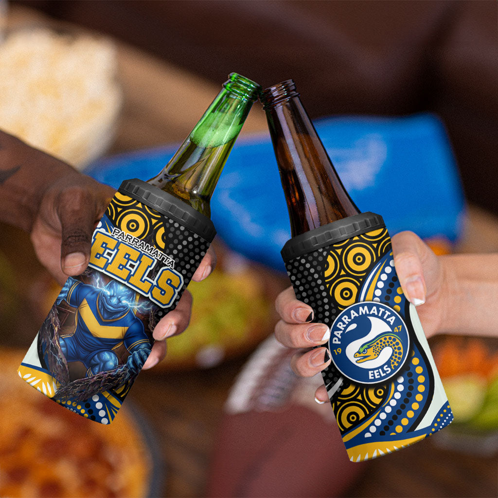 Parramatta Eels 4 in 1 Can Cooler Tumbler The Scream of Lightning Eyes - Indigenous Dot Ripping Effect