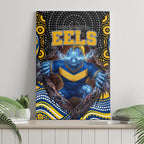 Parramatta Eels Canvas Wall Art The Scream of Lightning Eyes - Indigenous Dot Ripping Effect