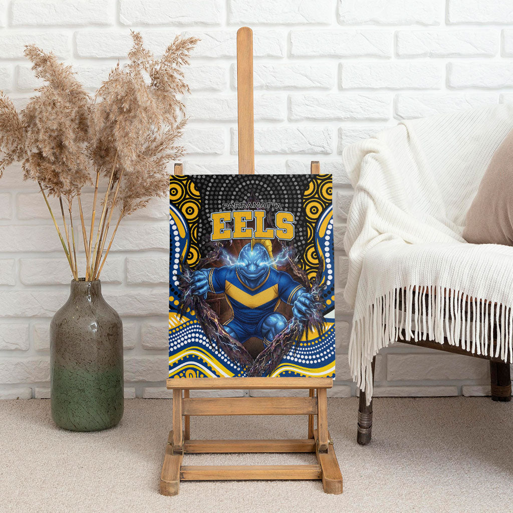 Parramatta Eels Canvas Wall Art The Scream of Lightning Eyes - Indigenous Dot Ripping Effect