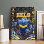 Parramatta Eels Canvas Wall Art The Scream of Lightning Eyes - Indigenous Dot Ripping Effect