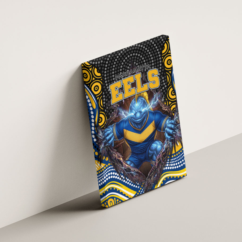 Parramatta Eels Canvas Wall Art The Scream of Lightning Eyes - Indigenous Dot Ripping Effect