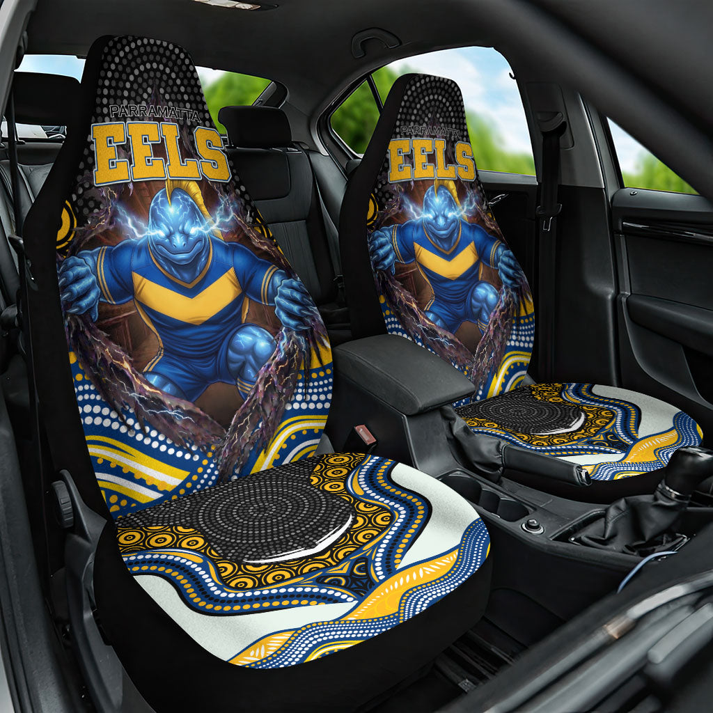 Parramatta Eels Car Seat Cover The Scream of Lightning Eyes - Indigenous Dot Ripping Effect