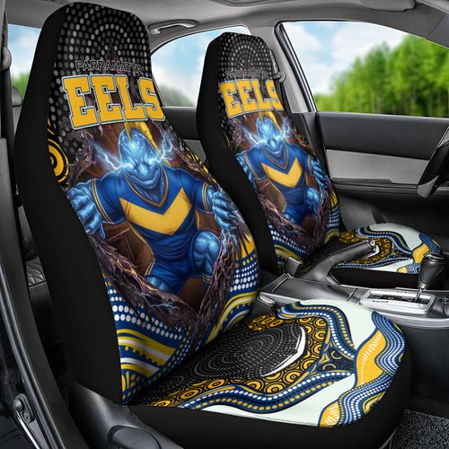 Parramatta Eels Car Seat Cover The Scream of Lightning Eyes - Indigenous Dot Ripping Effect