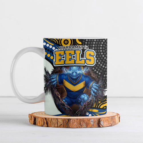 Parramatta Eels Ceramic Mug The Scream of Lightning Eyes - Indigenous Dot Ripping Effect