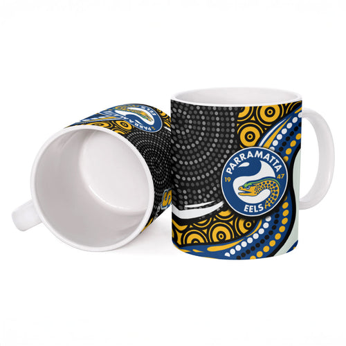 Parramatta Eels Ceramic Mug The Scream of Lightning Eyes - Indigenous Dot Ripping Effect