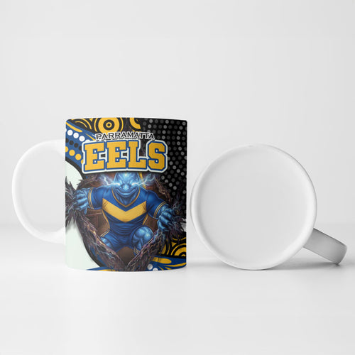 Parramatta Eels Ceramic Mug The Scream of Lightning Eyes - Indigenous Dot Ripping Effect