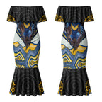 Parramatta Eels Couples Matching Mermaid Dress and Hawaiian Shirt The Scream of Lightning Eyes - Indigenous Dot Ripping Effect