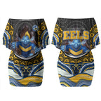 Parramatta Eels Couples Matching Off Shoulder Short Dress and Hawaiian Shirt The Scream of Lightning Eyes - Indigenous Dot Ripping Effect