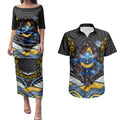 Parramatta Eels Couples Matching Puletasi and Hawaiian Shirt The Scream of Lightning Eyes - Indigenous Dot Ripping Effect