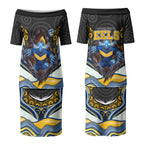 Parramatta Eels Couples Matching Puletasi and Hawaiian Shirt The Scream of Lightning Eyes - Indigenous Dot Ripping Effect