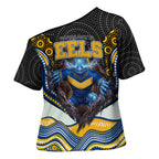Parramatta Eels Cross Shoulder Shirt The Scream of Lightning Eyes - Indigenous Dot Ripping Effect