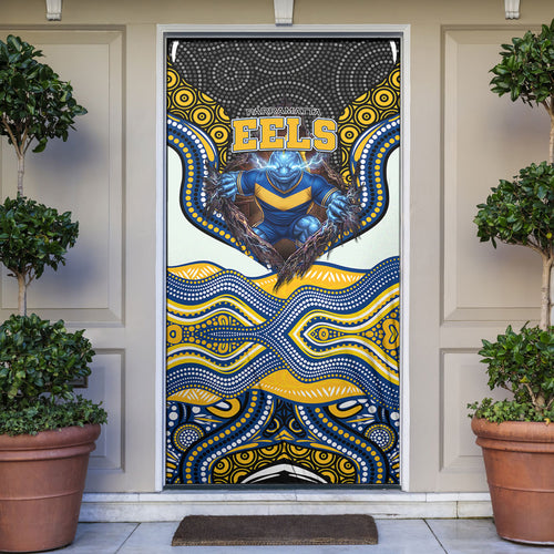 Parramatta Eels Door Cover The Scream of Lightning Eyes - Indigenous Dot Ripping Effect