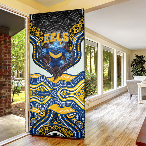 Parramatta Eels Door Cover The Scream of Lightning Eyes - Indigenous Dot Ripping Effect