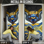 Parramatta Eels Door Cover The Scream of Lightning Eyes - Indigenous Dot Ripping Effect