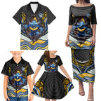 Parramatta Eels Family Matching Puletasi and Hawaiian Shirt The Scream of Lightning Eyes - Indigenous Dot Ripping Effect