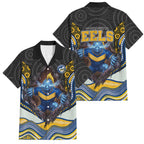 Parramatta Eels Family Matching Summer Maxi Dress and Hawaiian Shirt The Scream of Lightning Eyes - Indigenous Dot Ripping Effect