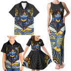 Parramatta Eels Family Matching Tank Maxi Dress and Hawaiian Shirt The Scream of Lightning Eyes - Indigenous Dot Ripping Effect