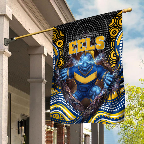Parramatta Eels Garden Flag The Scream of Lightning Eyes - Indigenous Dot Ripping Effect