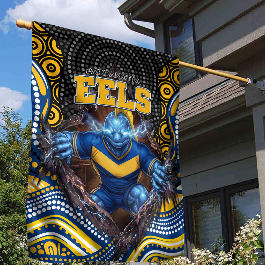 Parramatta Eels Garden Flag The Scream of Lightning Eyes - Indigenous Dot Ripping Effect