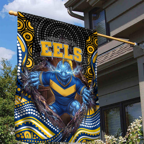Parramatta Eels Garden Flag The Scream of Lightning Eyes - Indigenous Dot Ripping Effect