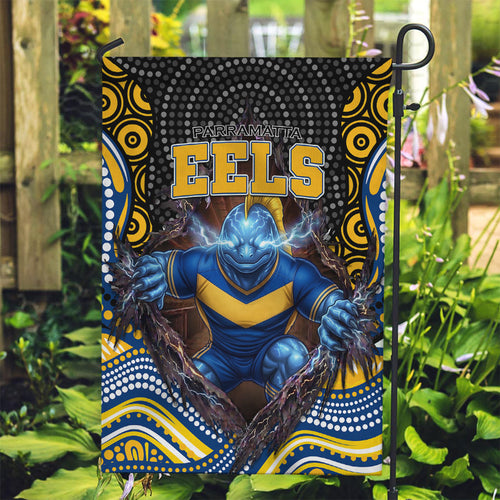 Parramatta Eels Garden Flag The Scream of Lightning Eyes - Indigenous Dot Ripping Effect