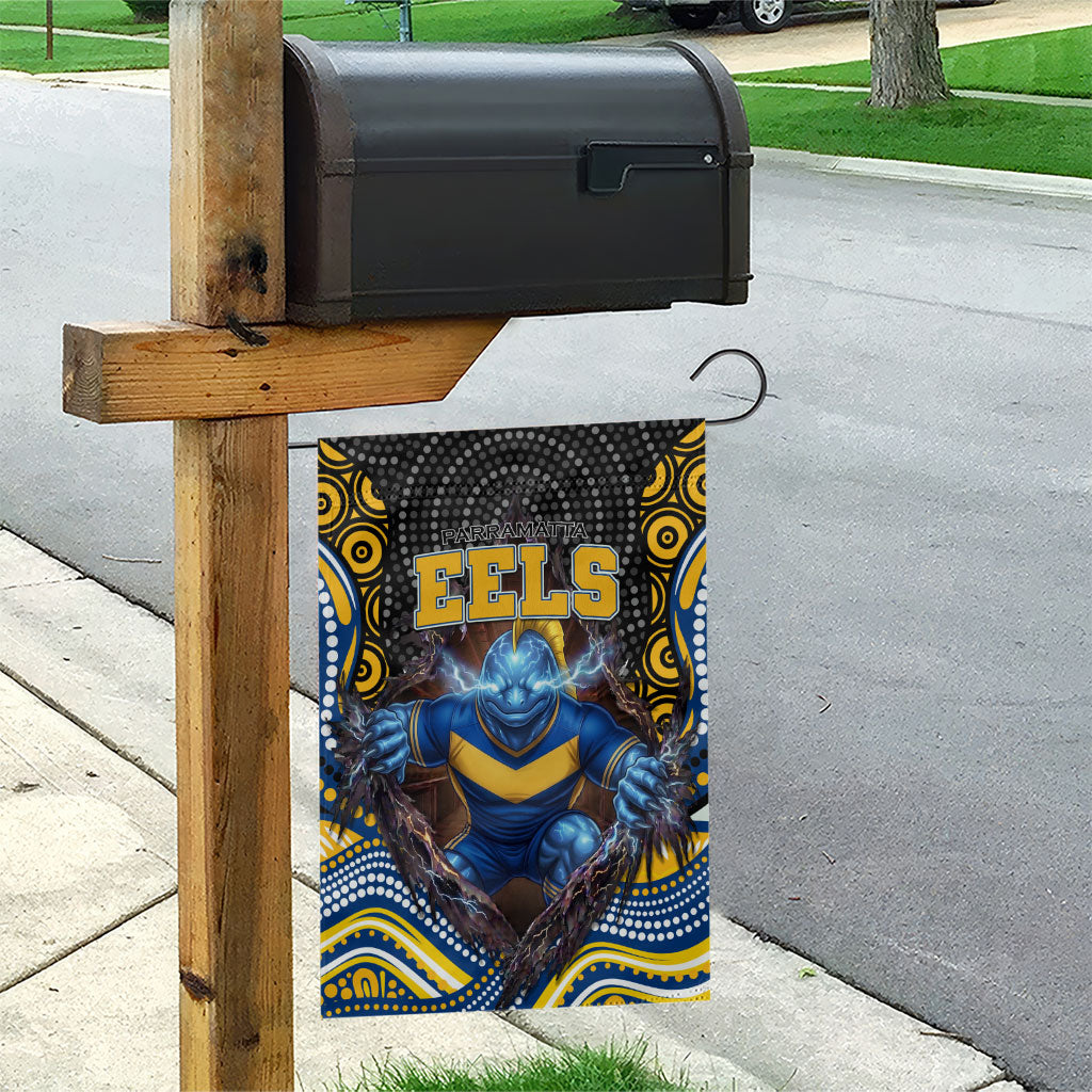 Parramatta Eels Garden Flag The Scream of Lightning Eyes - Indigenous Dot Ripping Effect