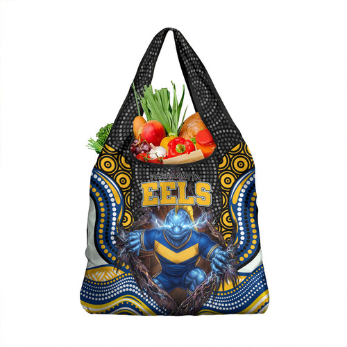 Parramatta Eels Grocery Bag The Scream of Lightning Eyes - Indigenous Dot Ripping Effect