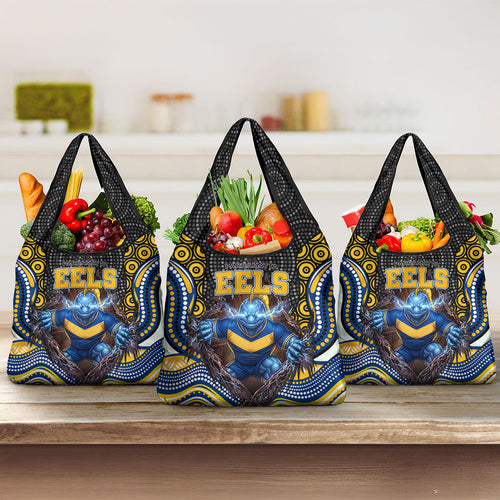 Parramatta Eels Grocery Bag The Scream of Lightning Eyes - Indigenous Dot Ripping Effect
