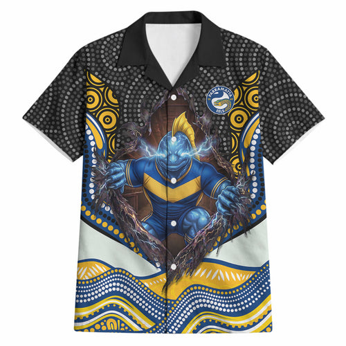 Parramatta Eels Hawaiian Shirt The Scream of Lightning Eyes - Indigenous Dot Ripping Effect