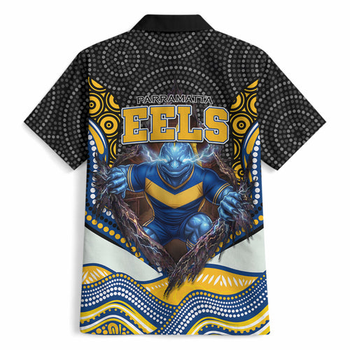 Parramatta Eels Hawaiian Shirt The Scream of Lightning Eyes - Indigenous Dot Ripping Effect