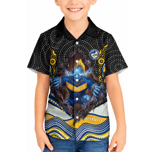 Parramatta Eels Hawaiian Shirt The Scream of Lightning Eyes - Indigenous Dot Ripping Effect