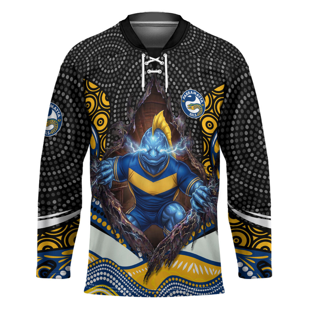 Parramatta Eels Hockey Jersey The Scream of Lightning Eyes - Indigenous Dot Ripping Effect