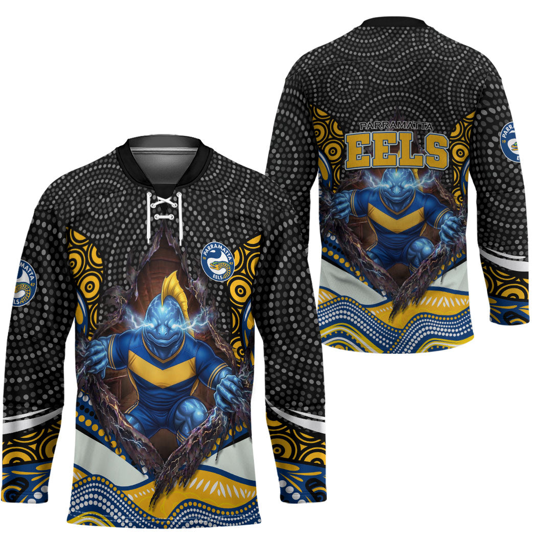 Parramatta Eels Hockey Jersey The Scream of Lightning Eyes - Indigenous Dot Ripping Effect