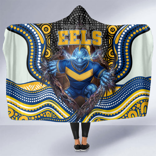 Parramatta Eels Hooded Blanket The Scream of Lightning Eyes - Indigenous Dot Ripping Effect