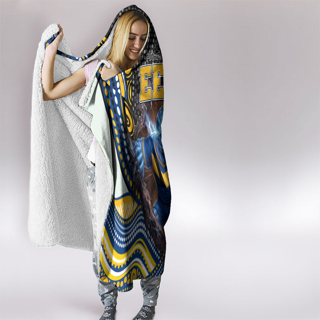 Parramatta Eels Hooded Blanket The Scream of Lightning Eyes - Indigenous Dot Ripping Effect