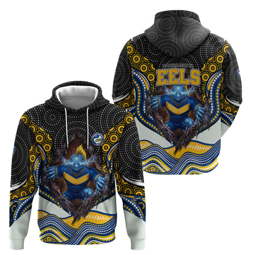 Parramatta Eels Hoodie The Scream of Lightning Eyes - Indigenous Dot Ripping Effect