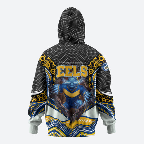 Parramatta Eels Hoodie The Scream of Lightning Eyes - Indigenous Dot Ripping Effect