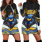 Parramatta Eels Hoodie Dress The Scream of Lightning Eyes - Indigenous Dot Ripping Effect